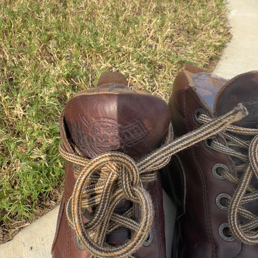 Dr Martens Boots Kid UK2/US3 Brown Leather Grunge Y2K 90s Chunky Made in England